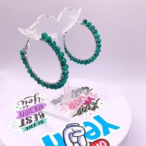 Beaded hoop earrings wrapped